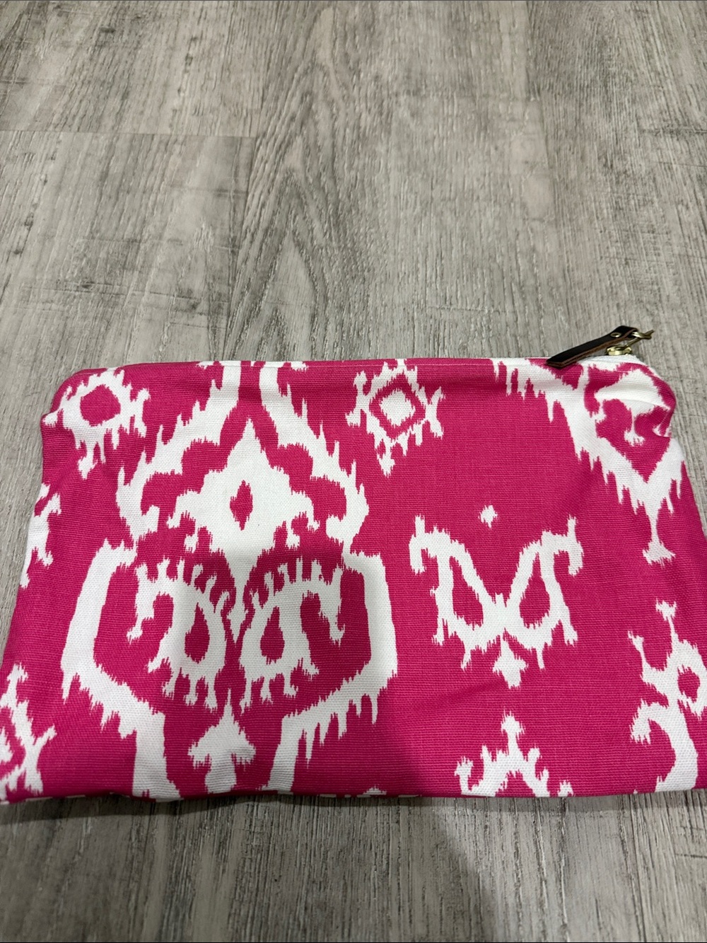 Pink Ikat Zip Cosmetic Pouch
